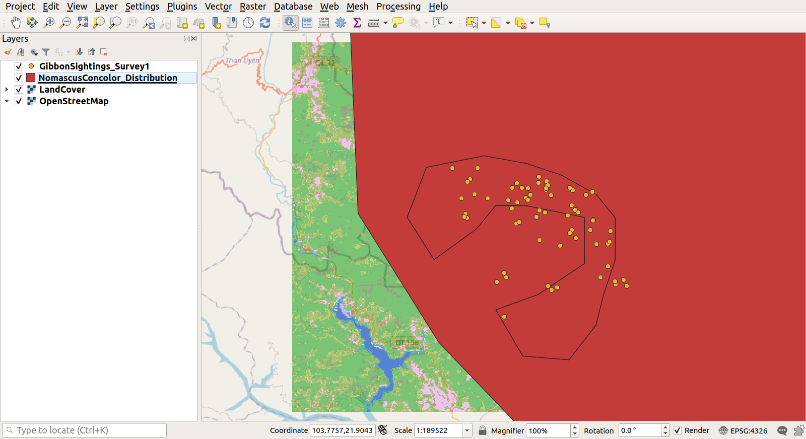 QGIS project including base map