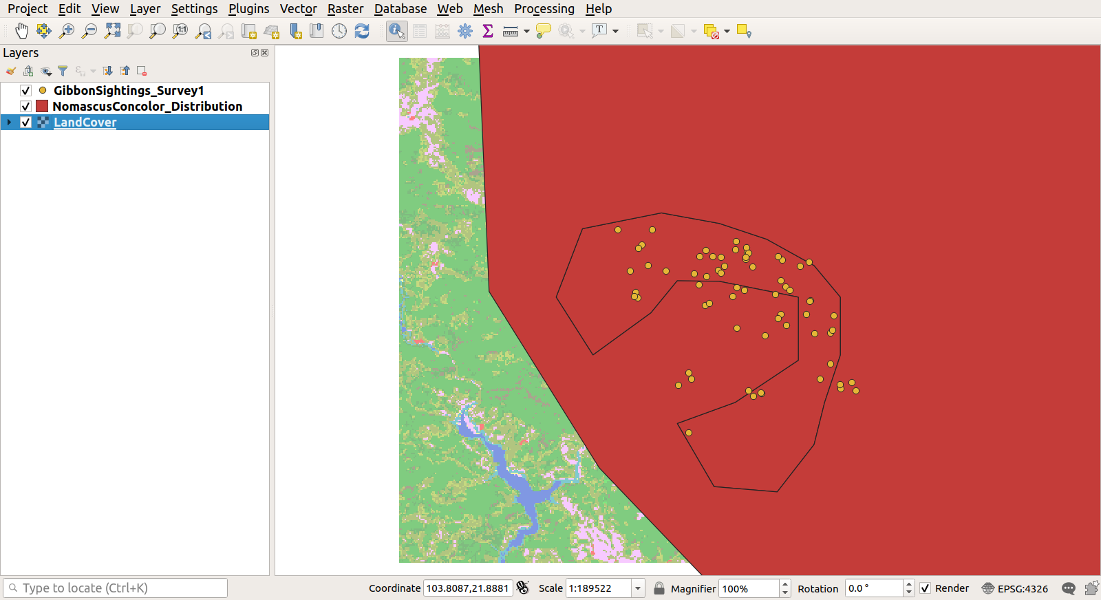 QGIS project including landcover