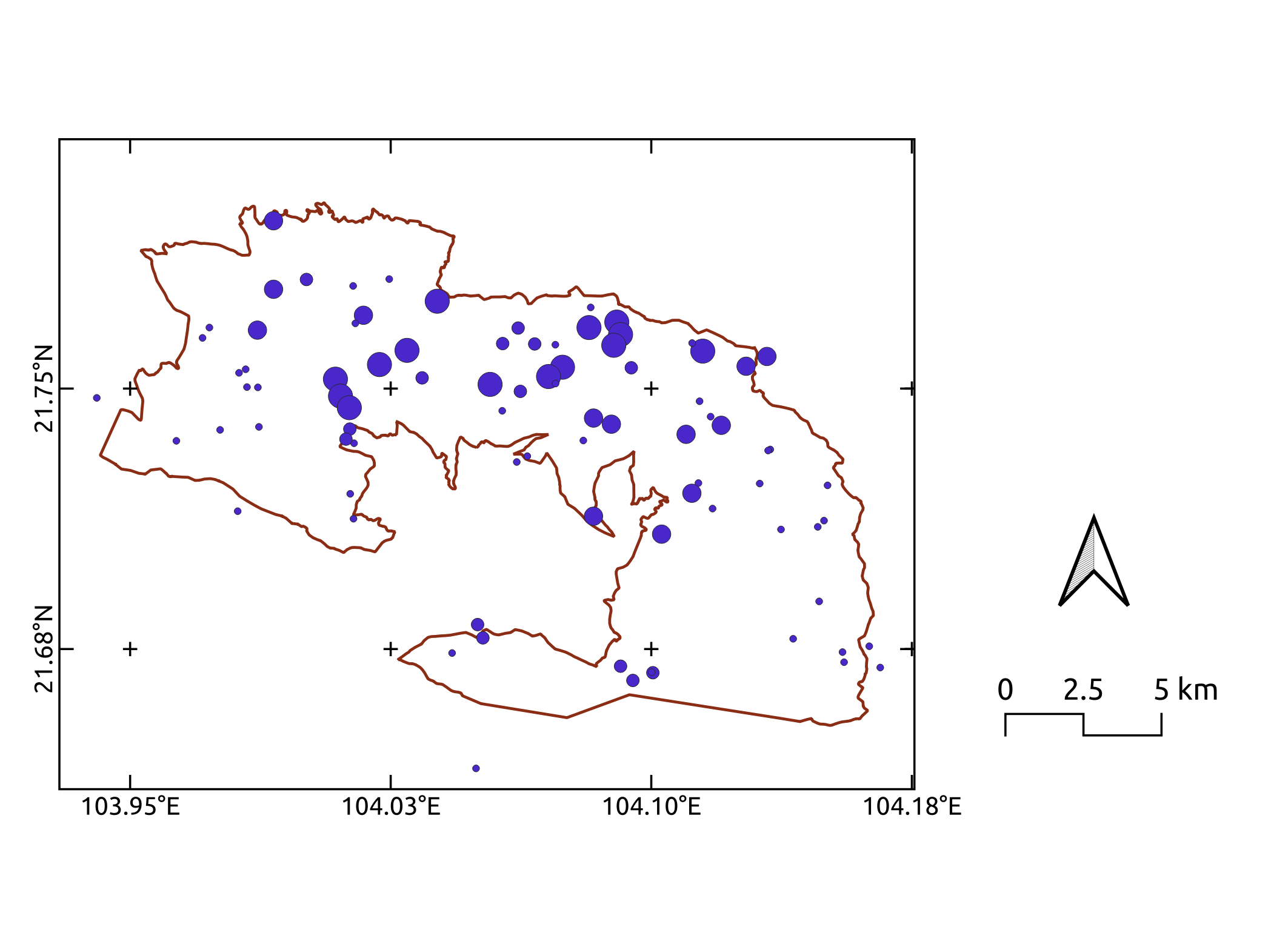 Map with scale bar and north arrow added