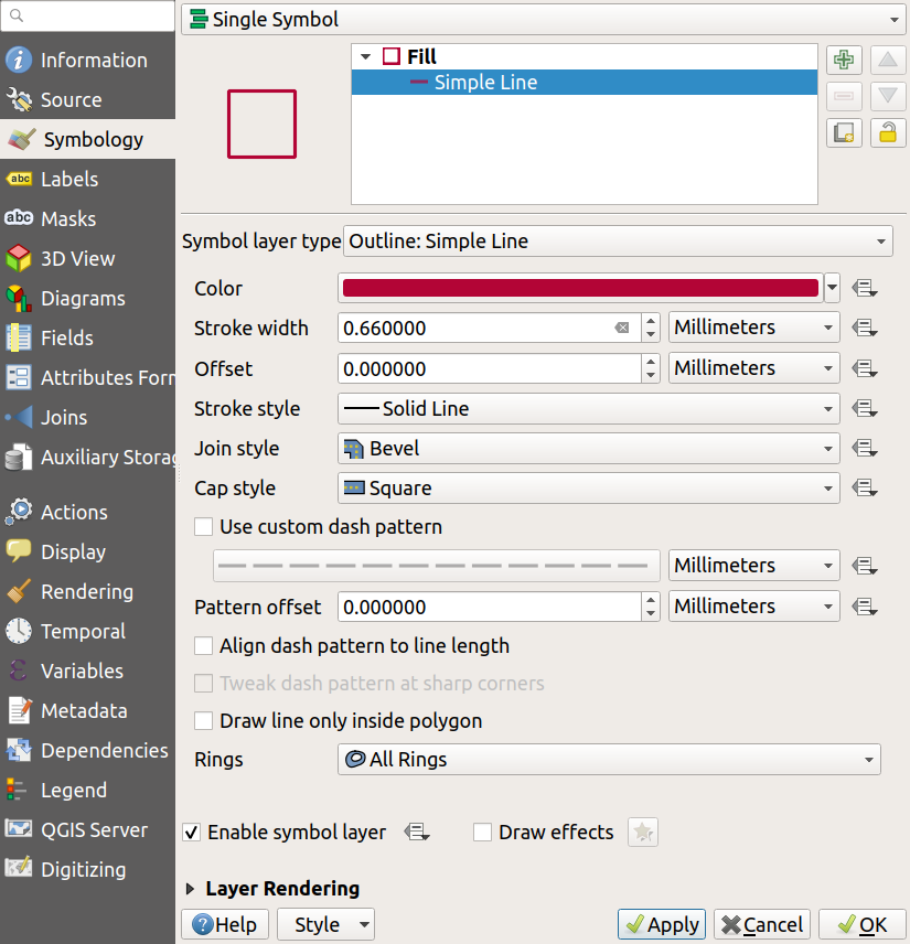 Adjust polygon symbology in QGIS