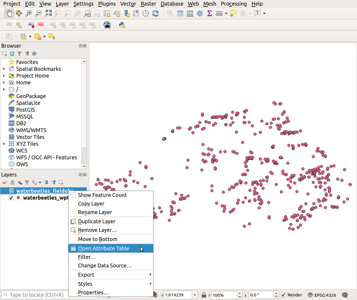 QGIS screenshot: Save features