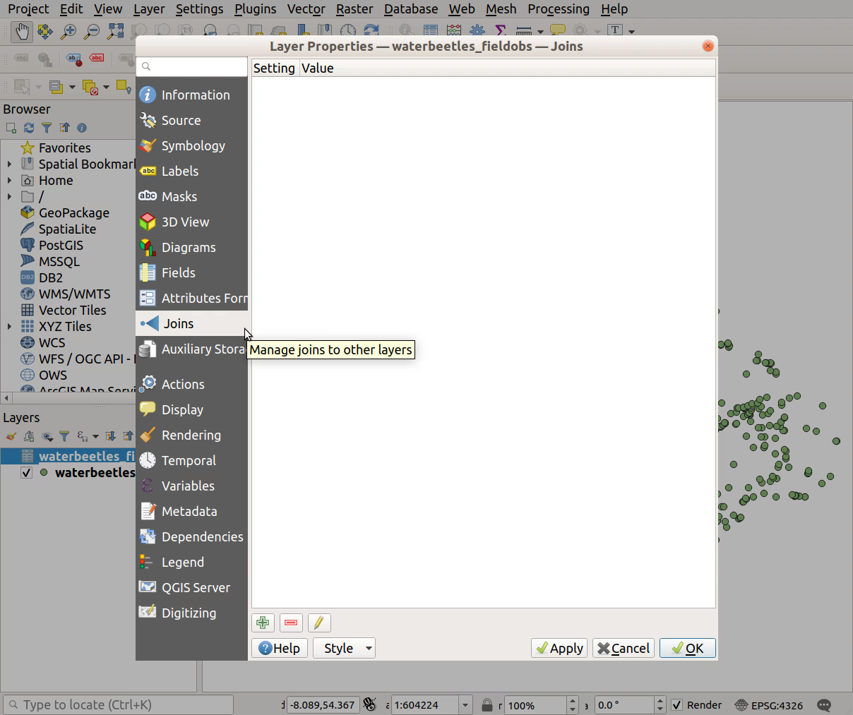 QGIS screenshot: Join tab