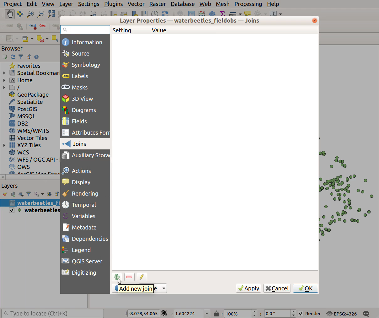 QGIS screenshot: Add new join