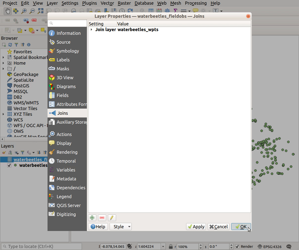 QGIS screenshot: Apply join